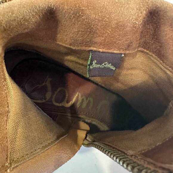 Sam Edelman Louie Ankle Boots Womens Size 7.5 M Brown Tan Suede Fringe Trim Zip - Picture 12 of 13